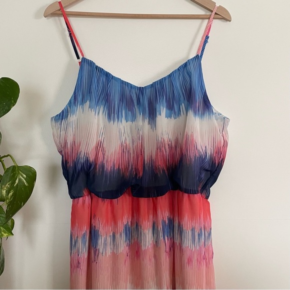 Bisou Bisou Colorful Tie-Dye Ombré Maxi Dress Size 16 - Picture 3 of 15